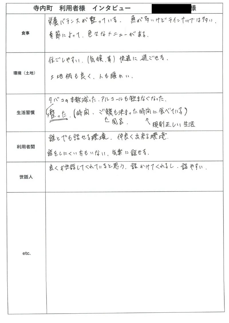 寺内町 利用者様 インタビュー1